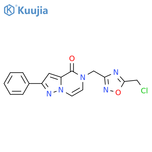 5-{[5-(chloromethyl)-1,2,4-oxadiazol-3-yl]methyl}-2-phenyl-4H,5H-pyrazolo[1,5-a]pyrazin-4-one structure