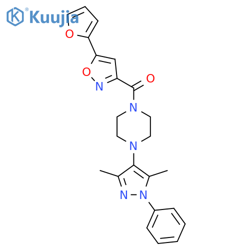 1-(3,5-dimethyl-1-phenyl-1H-pyrazol-4-yl)-4-[5-(furan-2-yl)-1,2-oxazole-3-carbonyl]piperazine structure