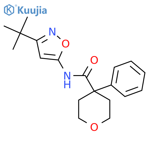 N-(3-tert-butyl-1,2-oxazol-5-yl)-4-phenyloxane-4-carboxamide structure