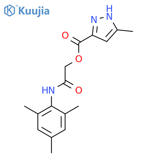 (2,4,6-trimethylphenyl)carbamoylmethyl 5-methyl-1H-pyrazole-3-carboxylate structure