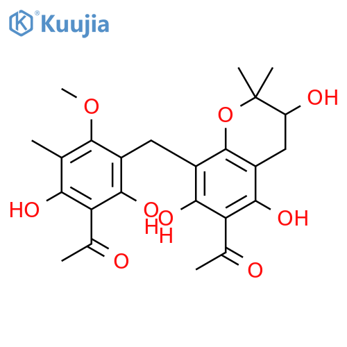 Ethanone,1-[3-[(6-acetyl-3,4-dihydro-3,5,7-trihydroxy-2,2-dimethyl-2H-1-benzopyran-8-yl)methyl]-2,6-dihydroxy-4-methoxy-5-methylphenyl]-(9CI) structure