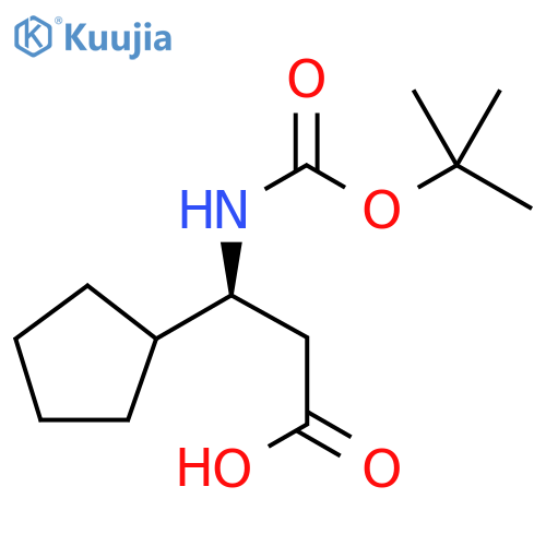 (3S)-3-{(tert-butoxy)carbonylamino}-3-cyclopentylpropanoic acid structure