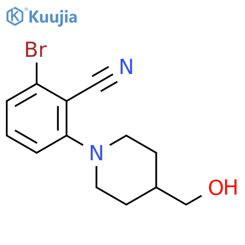2-Bromo-6-[4-(hydroxymethyl)piperidino]benzonitrile structure