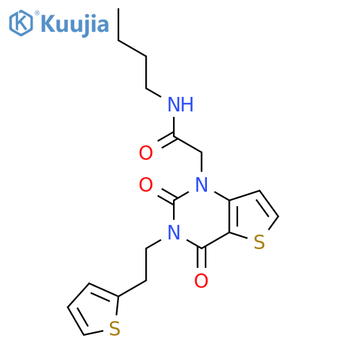 N-butyl-2-{2,4-dioxo-3-[2-(thiophen-2-yl)ethyl]-1H,2H,3H,4H-thieno[3,2-d]pyrimidin-1-yl}acetamide structure