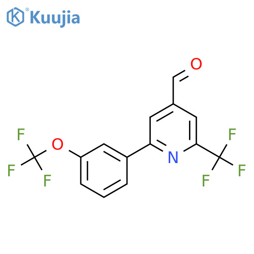 2-(3-(Trifluoromethoxy)phenyl)-6-(trifluoromethyl)isonicotinaldehyde structure
