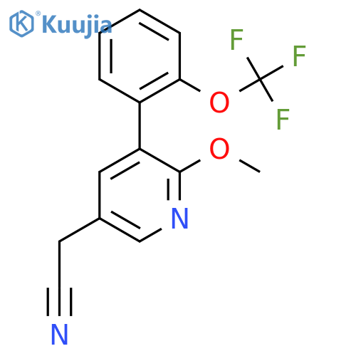 2-Methoxy-3-(2-(trifluoromethoxy)phenyl)pyridine-5-acetonitrile structure