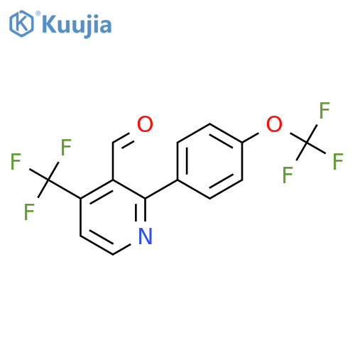 2-(4-(Trifluoromethoxy)phenyl)-4-(trifluoromethyl)nicotinaldehyde structure