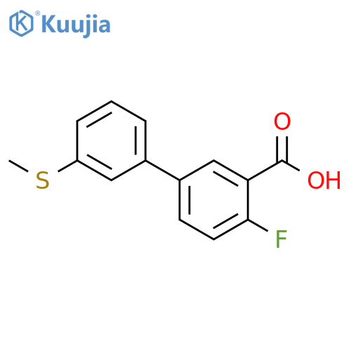 2-Fluoro-5-(3-methylsulfanylphenyl)benzoic acid structure