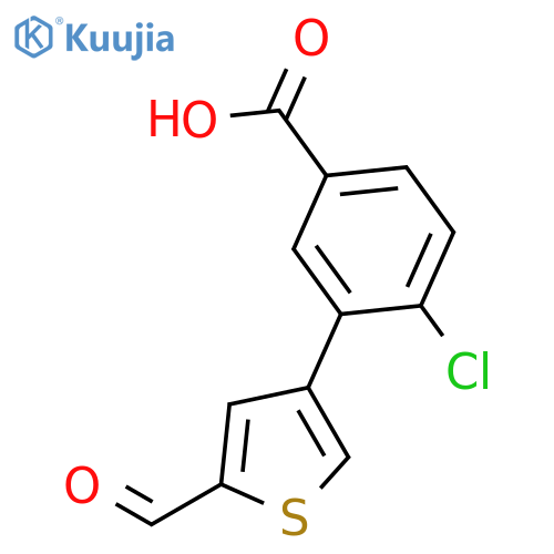 4-Chloro-3-(5-formylthiophen-3-yl)benzoic acid structure