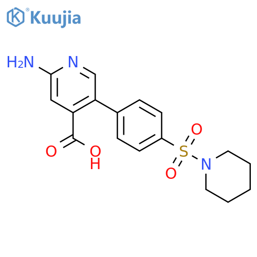 2-Amino-5-[4-(piperidin-1-ylsulfonyl)phenyl]isonicotinic acid structure