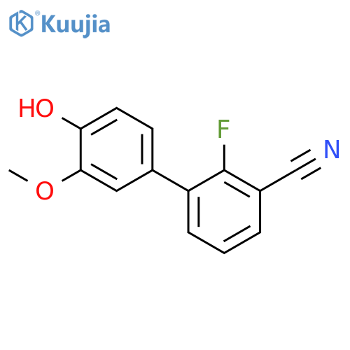 [1,1'-Biphenyl]-3-carbonitrile, 2-fluoro-4'-hydroxy-3'-methoxy- structure