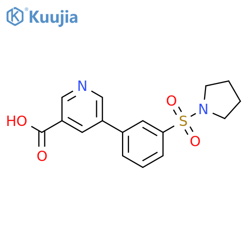 3-Pyridinecarboxylic acid, 5-[3-(1-pyrrolidinylsulfonyl)phenyl]- structure