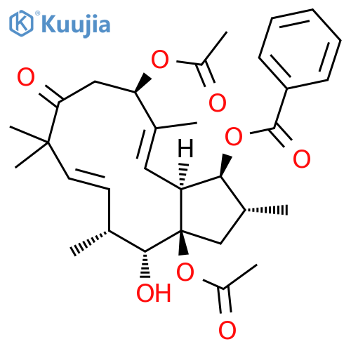 8H-Cyclopentacyclododecen-8-one, 6,13a-bis(acetyloxy)-3-(benzoyloxy)-1,2,3,3a,6,7,9,12,13,13a-decahydro-13-hydroxy-2,5,9,9,12-pentamethyl-, (2R,3S,3aS,4E,6R,10E,12R,13R,13aR)- structure