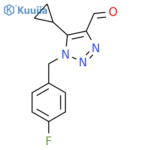 5-cyclopropyl-1-(4-fluorophenyl)methyl-1H-1,2,3-triazole-4-carbaldehyde structure