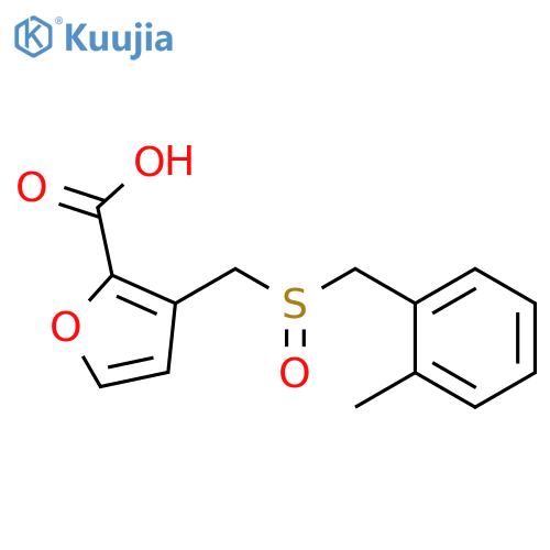 3-(2-methylphenyl)methanesulfinylmethylfuran-2-carboxylic acid structure