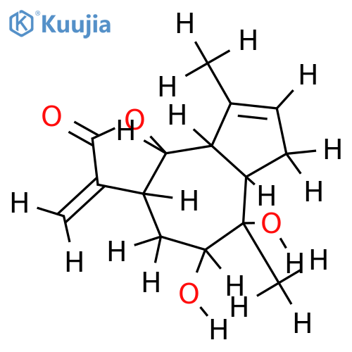 (1alpha, 5alpha, 6alpha, 9alpha, 10alpha)-9, 10-Dihydroxy-3, 11(13)-guaiadien-12, 6-olide structure