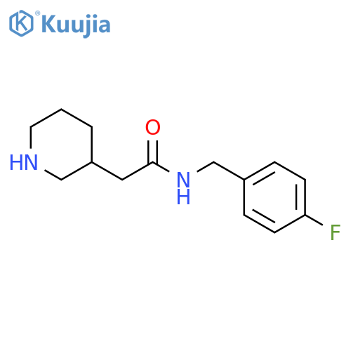 N-(4-fluorophenyl)methyl-2-(piperidin-3-yl)acetamide structure