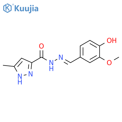 N'-(1E)-(4-hydroxy-3-methoxyphenyl)methylidene-3-methyl-1H-pyrazole-5-carbohydrazide structure