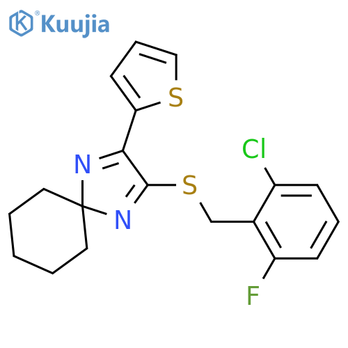 2-{[(2-chloro-6-fluorophenyl)methyl]sulfanyl}-3-(thiophen-2-yl)-1,4-diazaspiro[4.5]deca-1,3-diene structure