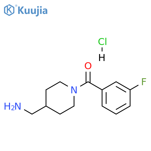 [4-(Aminomethyl)piperidin-1-yl](3-fluorophenyl)methanone hydrochloride structure