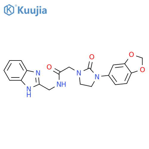 N-(1H-1,3-benzodiazol-2-yl)methyl-2-3-(2H-1,3-benzodioxol-5-yl)-2-oxoimidazolidin-1-ylacetamide structure