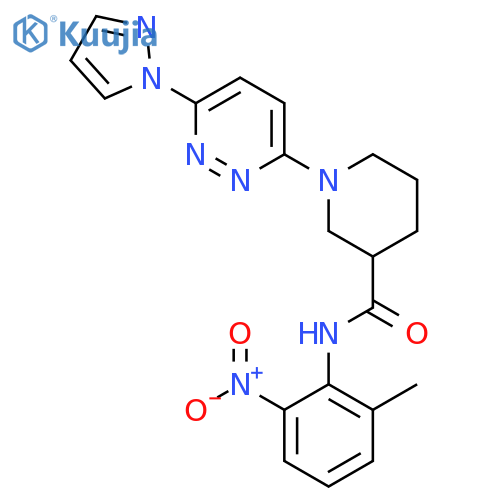 N-(2-methyl-6-nitrophenyl)-1-6-(1H-pyrazol-1-yl)pyridazin-3-ylpiperidine-3-carboxamide structure