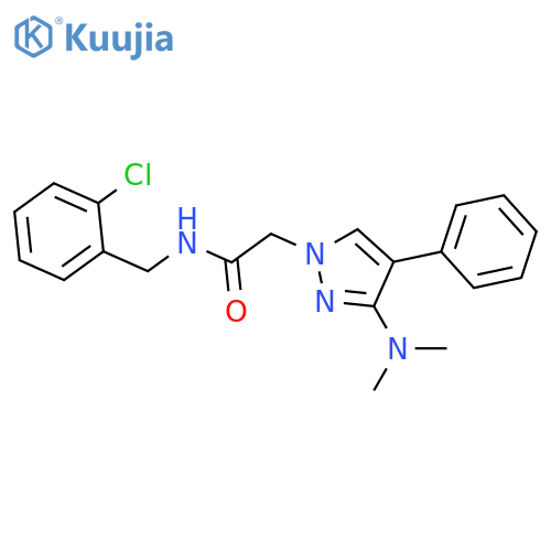 N-(2-chlorophenyl)methyl-2-3-(dimethylamino)-4-phenyl-1H-pyrazol-1-ylacetamide structure