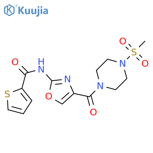 N-4-(4-methanesulfonylpiperazine-1-carbonyl)-1,3-oxazol-2-ylthiophene-2-carboxamide structure