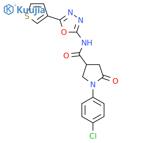1-(4-chlorophenyl)-5-oxo-N-5-(thiophen-3-yl)-1,3,4-oxadiazol-2-ylpyrrolidine-3-carboxamide structure