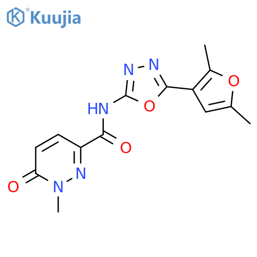 N-5-(2,5-dimethylfuran-3-yl)-1,3,4-oxadiazol-2-yl-1-methyl-6-oxo-1,6-dihydropyridazine-3-carboxamide structure
