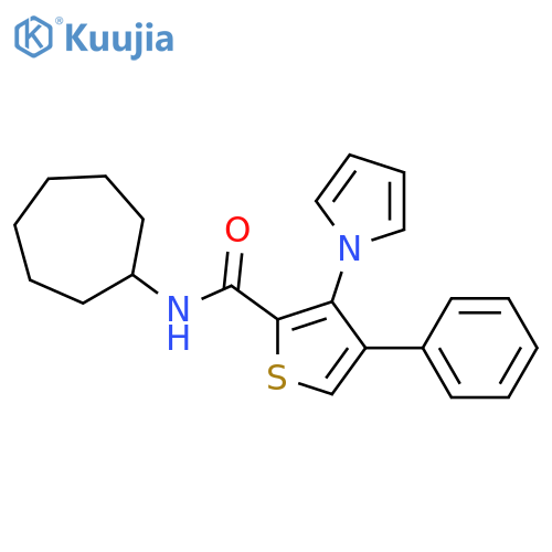 N-cycloheptyl-4-phenyl-3-(1H-pyrrol-1-yl)thiophene-2-carboxamide structure