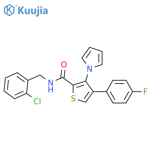 N-[(2-chlorophenyl)methyl]-4-(4-fluorophenyl)-3-(1H-pyrrol-1-yl)thiophene-2-carboxamide structure