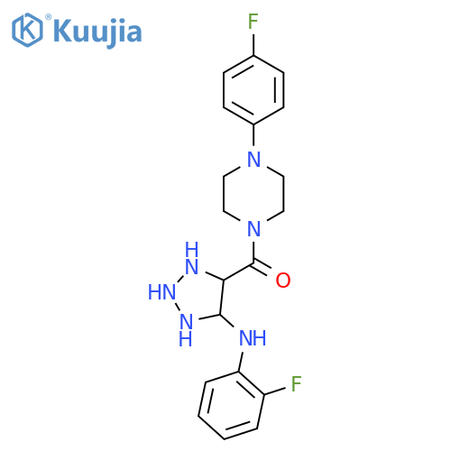 N-(2-fluorophenyl)-4-[4-(4-fluorophenyl)piperazine-1-carbonyl]-1H-1,2,3-triazol-5-amine structure