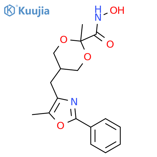 N-Hydroxy-2-methyl-5-(5-methyl-2-phenyl-4-oxazolyl)methyl-1,3-dioxane-2-carboxamide structure