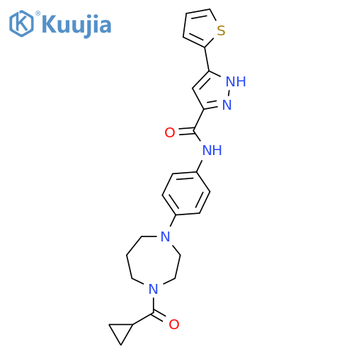 N-4-(4-cyclopropanecarbonyl-1,4-diazepan-1-yl)phenyl-3-(thiophen-2-yl)-1H-pyrazole-5-carboxamide structure