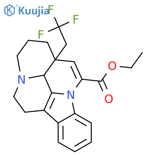 1H-Indolo[3,2,1-de]pyrido[3,2,1-ij][1,5]naphthyridine-12-carboxylicacid, 2,3,5,6,13a,13b-hexahydro-13a-(2,2,2-trifluoroethyl)-, ethyl ester,(13aR,13bS)-rel- structure