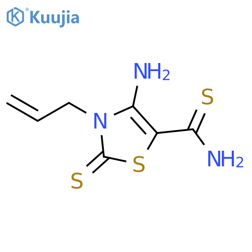 4-amino-3-(prop-2-en-1-yl)-2-sulfanylidene-2,3-dihydro-1,3-thiazole-5-carbothioamide structure