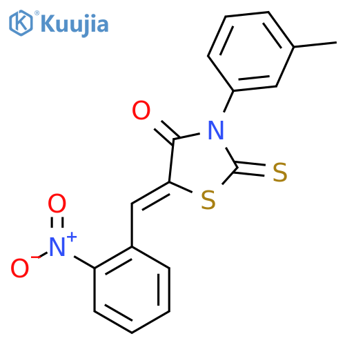 (5Z)-3-(3-methylphenyl)-5-(2-nitrophenyl)methylidene-2-sulfanylidene-1,3-thiazolidin-4-one structure