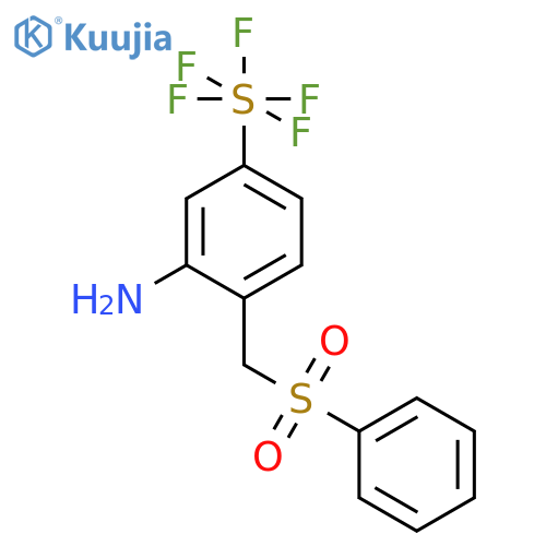 2-Benzesulfonylmethyl-5-(pentafluorosulfanyl)aniline structure