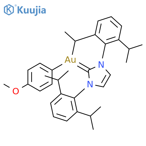 Gold, [1,3-bis[2,6-bis(1-methylethyl)phenyl]-1,3-dihydro-2H-imidazol-2-ylidene](4-methoxyphenyl)- structure