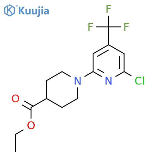 Ethyl 1-[6-chloro-4-(trifluoromethyl)-2-pyridyl]piperidine-4-carboxylate structure