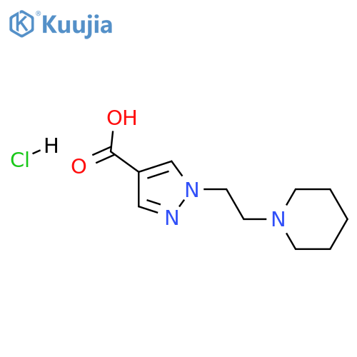 1-2-(piperidin-1-yl)ethyl-1H-pyrazole-4-carboxylic acid hydrochloride structure