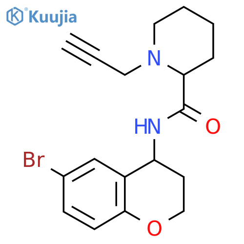 N-(6-bromo-3,4-dihydro-2H-1-benzopyran-4-yl)-1-(prop-2-yn-1-yl)piperidine-2-carboxamide structure