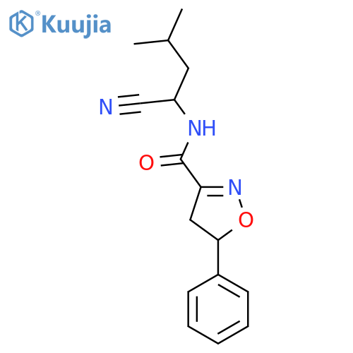 N-(1-cyano-3-methylbutyl)-5-phenyl-4,5-dihydro-1,2-oxazole-3-carboxamide structure