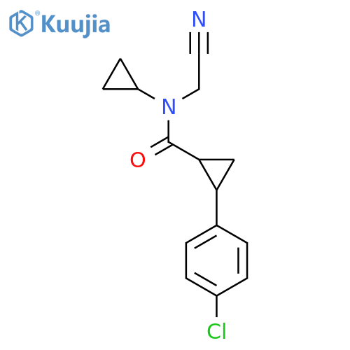 2-(4-chlorophenyl)-N-(cyanomethyl)-N-cyclopropylcyclopropane-1-carboxamide structure