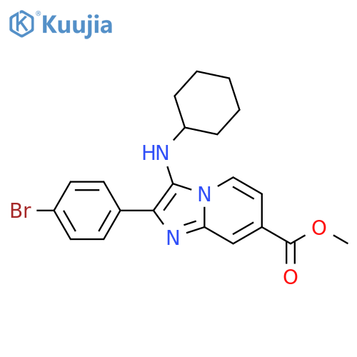 methyl 2-(4-bromophenyl)-3-(cyclohexylamino)imidazo1,2-apyridine-7-carboxylate structure