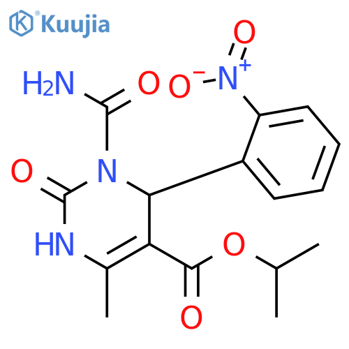 5-Pyrimidinecarboxylic acid,1-(aminocarbonyl)-1,2,3,6-tetrahydro-4-methyl-6-(2-nitrophenyl)-2-oxo-,1-methylethyl ester structure