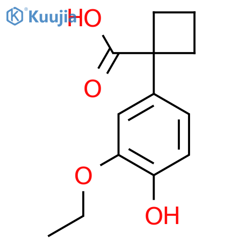 1-(3-ethoxy-4-hydroxyphenyl)cyclobutane-1-carboxylic acid structure
