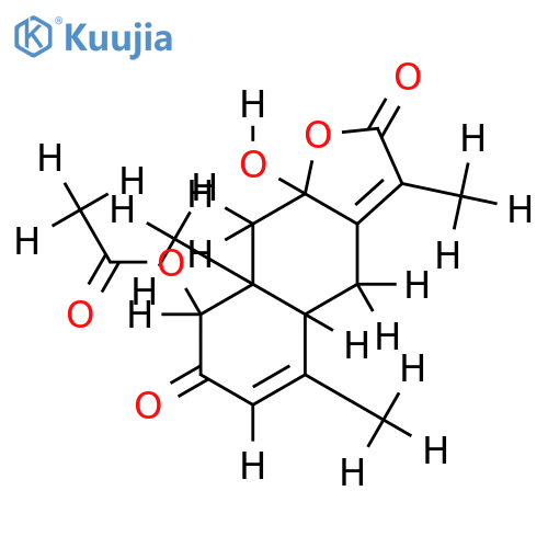 1alpha-acetoxy-8alpha-hydroxy-2-oxo-eudesman-3,7(11)-dien-8,12-olide structure