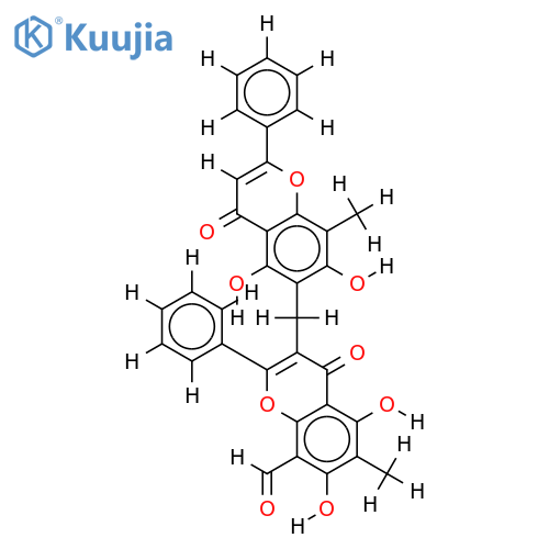 (8-formyl-5,7-dihydroxy-6-methylflavone)-3-methane-6''-(5'',7''-dihydroxy-8''-methylflavone) structure